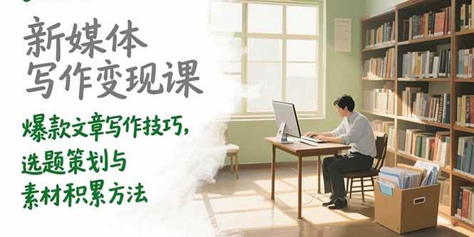 新媒体写作、爆款文章写作技巧框架（选题、素材积累、变现课）-狂金网创