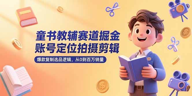 短视频+学科教辅资料带货，账号定位、拍摄、剪辑、选品-狂金网创