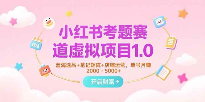 小红书考证/考题资料赚钱（蓝海选品+笔记矩阵+店铺运营）-狂金网创