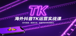 海外抖音Tik Tok运营实战课（账号搭建、精准引流、剪辑带货与私域转化）-狂金网创