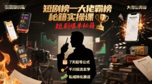 短剧推广详细教程（短剧榜一大佬霸榜秘籍实操课）-狂金网创