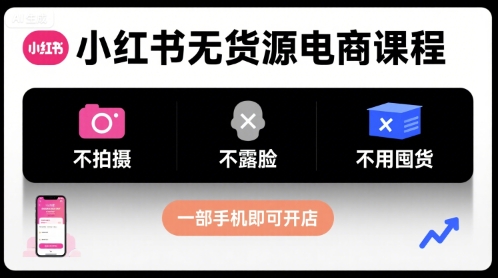 小红书个人无货源电商（选品解析+爆款笔记+一部手机）-狂金网创
