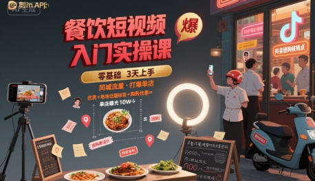 实体店短视频+直播引流获客（餐饮入门实操课，引爆同城流量）-狂金网创