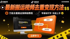 短视频搬运去重变现方法（万能去重搬运保姆级教程）-狂金网创