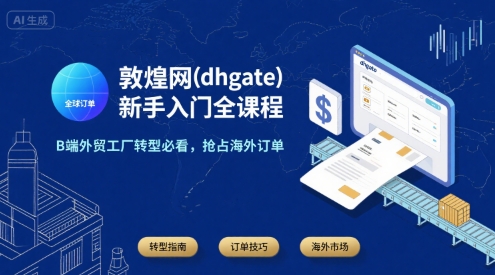 敦煌网跨境电商新手入门全课程（B端外贸转型必看，抢占海外订单）-狂金网创