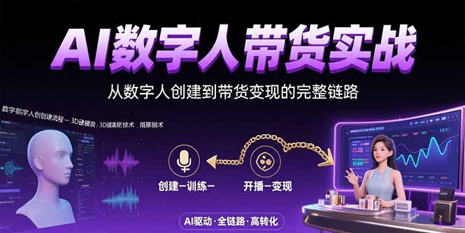 AI数字人带货实战（视频制作流程+带货变现）-狂金网创
