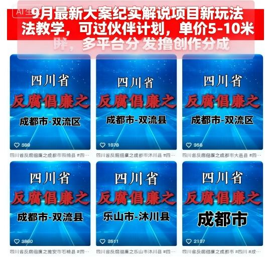 短视频-大案纪实解说项目教程（可过伙伴计划）-狂金网创