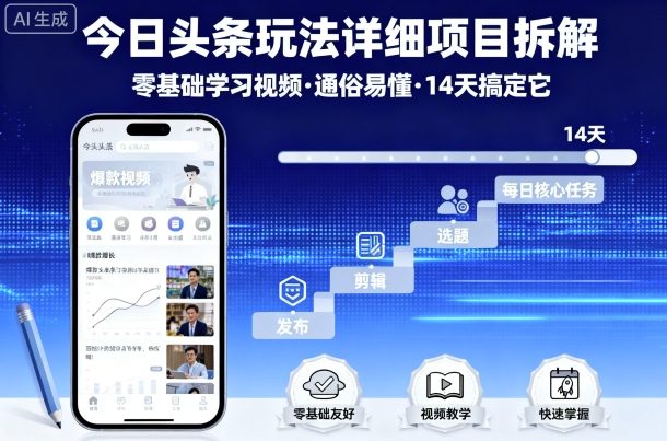 今日头条收益玩法详细拆解（零基础+AI+起号养号）-狂金网创