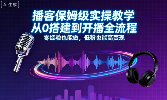 播客副业盈利，保姆级实操教学（从0搭建到开播全流程，新手可做）-狂金网创
