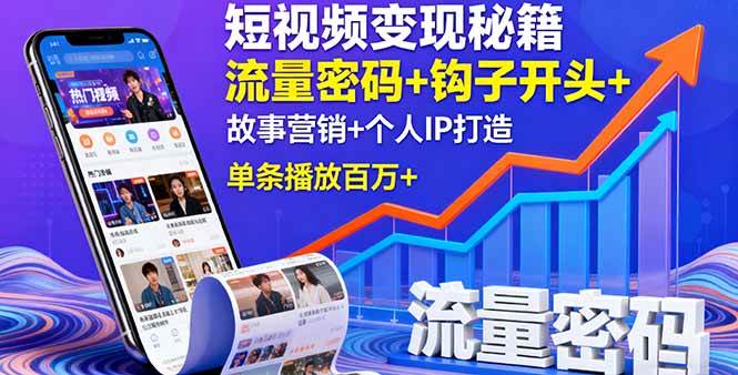 短视频流量获取+变现秘籍（钩子开头+故事营销+个人IP打造）-狂金网创
