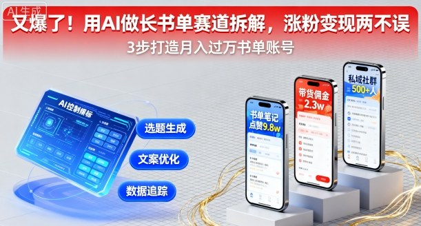 AI+书单号=用AI做长书单，涨粉变现两不误（赛道拆解）-狂金网创