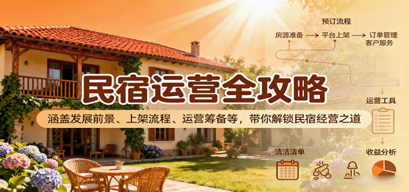 民宿运营/经营全攻略（发展前景、上架流程、运营筹备）-狂金网创