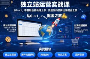 跨境独立站运营实战课(从0到1,零基础也能快速上手)-狂金网创