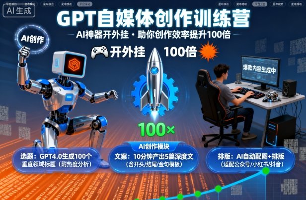 GPT自媒体写作、文案创作（提升创作效率）-狂金网创